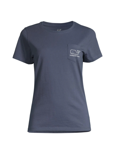 Shop Vineyard Vines Women's Whale Pocket T-shirt In Blue Blazer