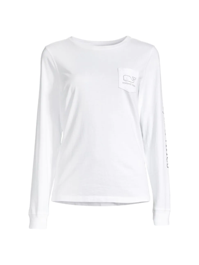 Shop Vineyard Vines Women's Whale Print Long-sleeve T-shirt In White