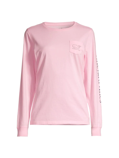 Shop Vineyard Vines Women's Whale Print Long-sleeve T-shirt In Flamingo