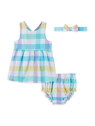 Shop Andy & Evan Baby Girl's 3-piece Gingham Dress, Headband & Bloomers Set In Neutral