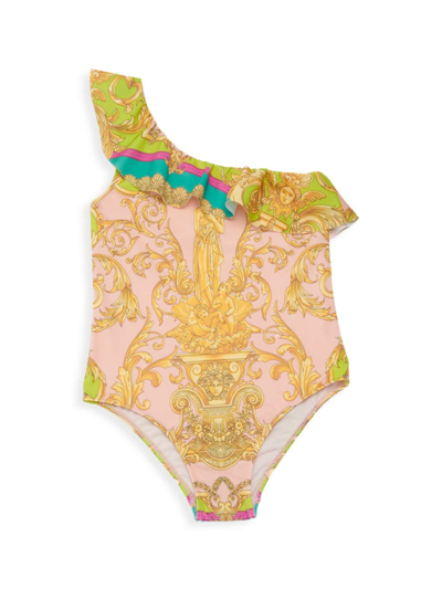 Shop Versace Little Girl's & Girl's Barocco One-piece Swimsuit In Neutral