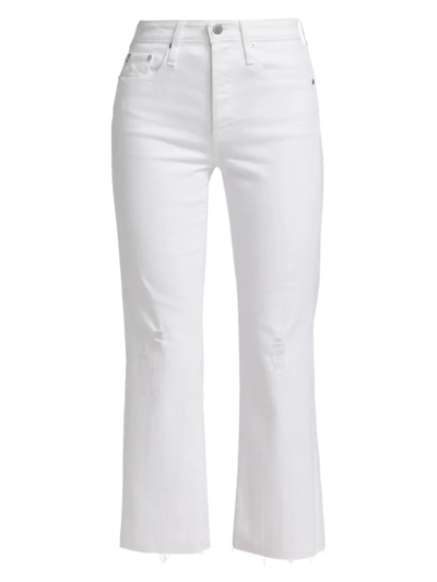 Shop Ag Women's Kinsley High-rise Straight-leg Ankle Jeans In Authentic White Distressed