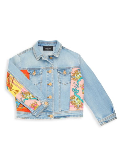 Shop Versace Girl's Side-paneled Fabric Denim Jacket
