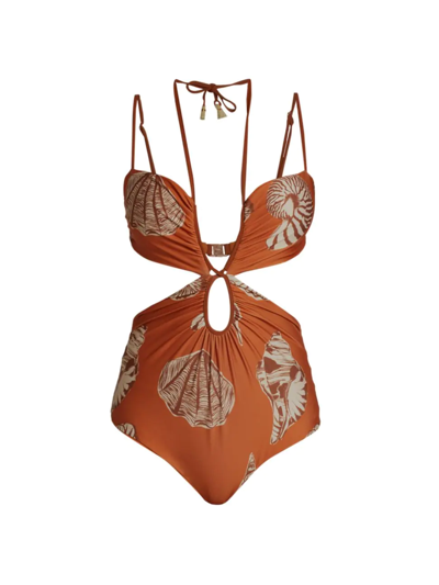 Shop Johanna Ortiz Women's Reef Discovery One-piece Swimsuit In Bijoux Orange Ecru