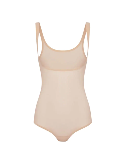 Shop Wolford Women's Formfitting Sheer Tulle Bodysuit In Clay