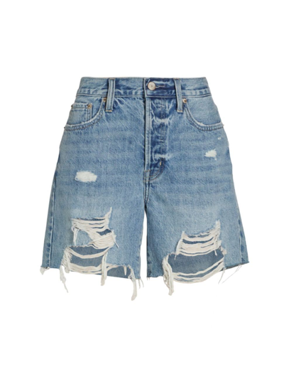 Shop Pistola Women's Devin High-rise Distressed Cut-off Jean Shorts In Lucca Distressed