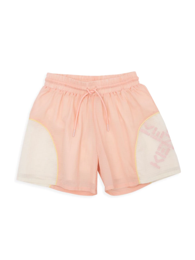 Shop Kenzo Little Girl's & Girl's Logo Nylon Shorts In Pink