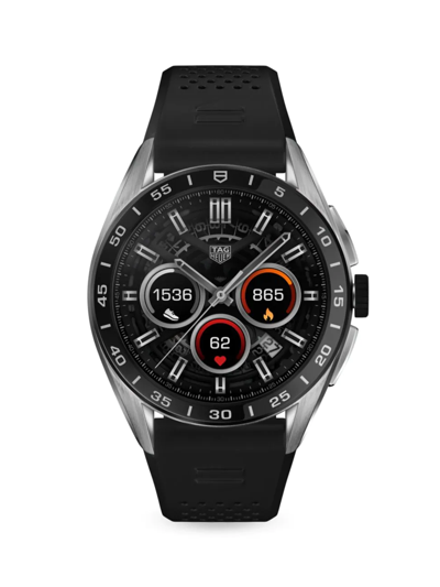 Shop Tag Heuer Connected Calibre E4 Stainless Steel & Rubber Smart Watch/45mm In Black