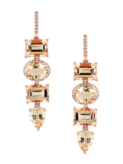 Shop Saks Fifth Avenue Women's 14k Rose Gold, Morganite, & Diamond Drop Earrings
