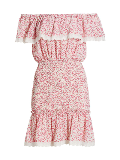 Shop Stellah Women's Off-the-shoulder Smocked Minidress In Pink