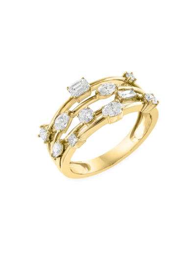 Shop Saks Fifth Avenue Women's 14k Yellow Gold & 0.84 Tcw Diamond Multi-band Ring