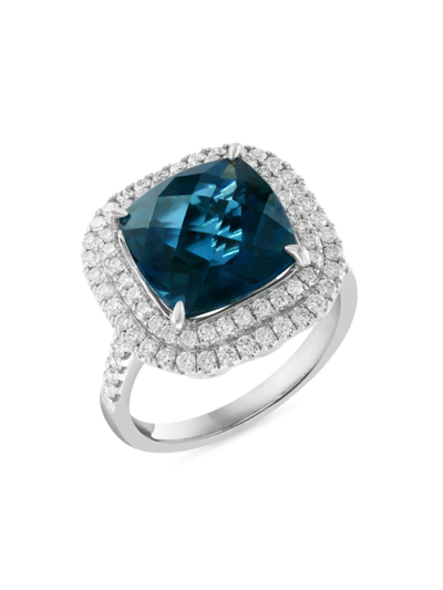 Shop Saks Fifth Avenue Women's 14k White Gold, London Blue Topaz, & Diamond Ring
