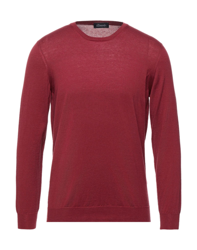 Shop Drumohr Man Sweater Burgundy Size 44 Cotton, Cashmere In Red