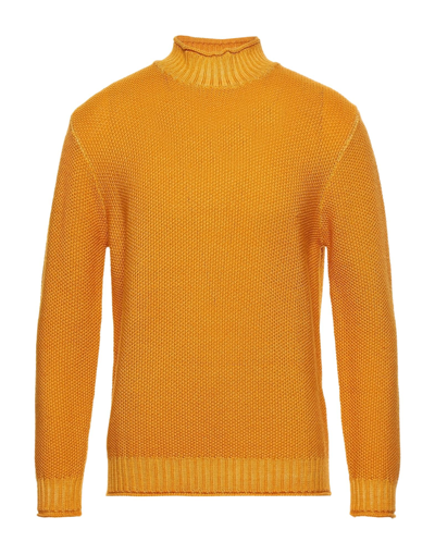 Shop Kangra Cashmere Kangra Man Turtleneck Ocher Size 42 Virgin Wool In Yellow