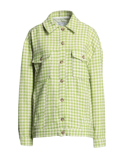 Shop Topshop Woman Jacket Light Green Size 10 Cotton, Polyester, Acrylic, Viscose, Elastane