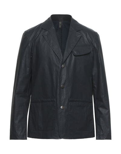 Shop Matchless Man Overcoat & Trench Coat Midnight Blue Size Xl Cotton, Polyurethane