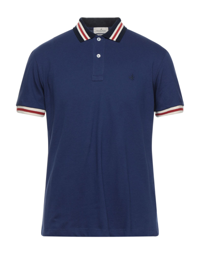 Shop Brooksfield Man Polo Shirt Blue Size 36 Cotton, Elastane