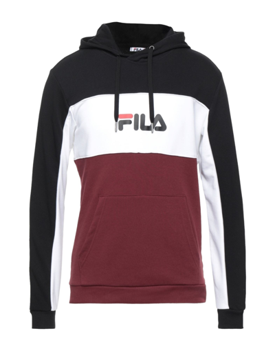 Shop Fila Man Sweatshirt Burgundy Size S Cotton, Polyester In Maroon