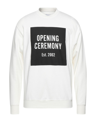 Shop Opening Ceremony Man Sweatshirt Ivory Size Xl Cotton, Elastane