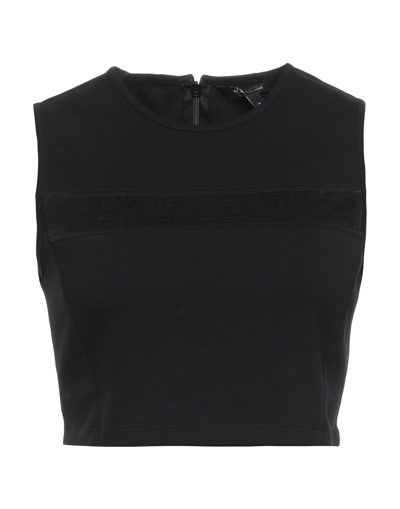 Shop Armani Exchange Woman Top Black Size L Cotton, Polyamide, Elastane