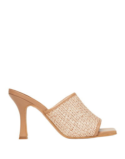 Shop 8 By Yoox Woven Square Toe Mule Woman Sandals Beige Size 10 Ovine Leather, Natural Raffia