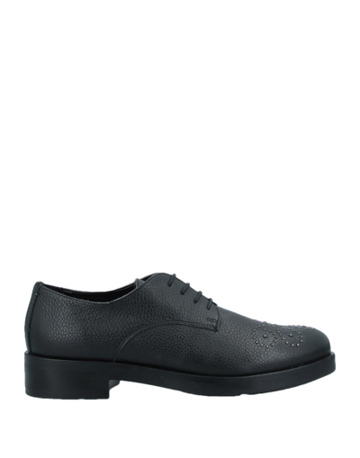 Shop Pollini Woman Lace-up Shoes Black Size 6 Calfskin