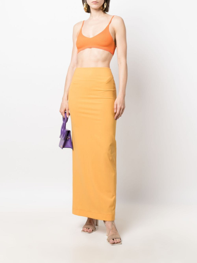 Shop Jacquemus La Jupe Pina Longue Skirt In Orange