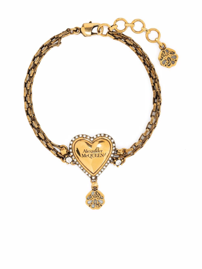 Shop Alexander Mcqueen Heart Chain ??bracelet In Gold