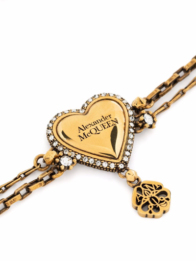 Shop Alexander Mcqueen Heart Chain ??bracelet In Gold