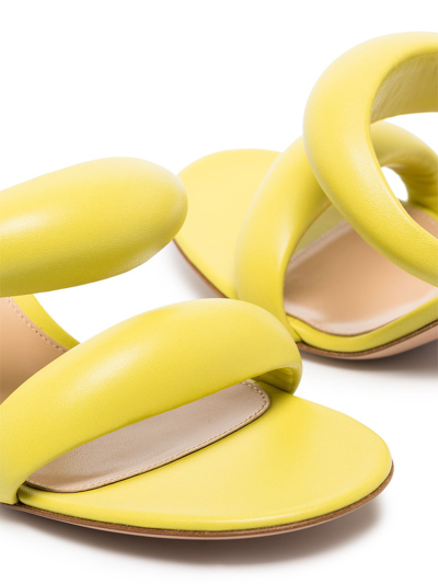 Shop Gianvito Rossi Bijoux Leather Heel Mules In Yellow