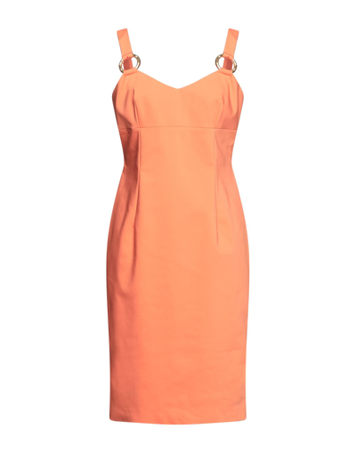 Shop Clips More Woman Midi Dress Orange Size 12 Cotton, Polyester, Elastane