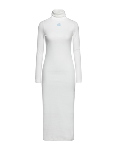 Shop Lourdes New York Woman Midi Dress White Size M Cotton, Elastane