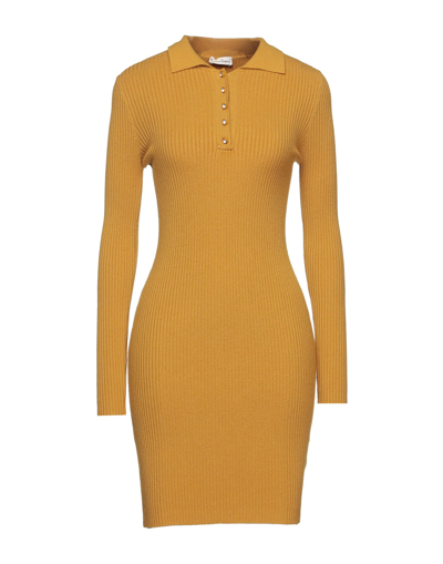 Shop Cashmere Company Woman Mini Dress Ocher Size 12 Wool, Cashmere, Nylon, Elastane In Yellow