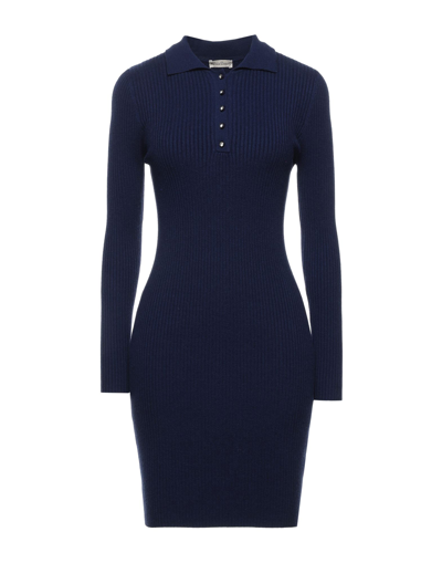 Shop Cashmere Company Short Dresses In Dark Blue