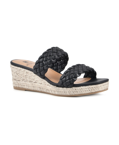 Shop White Mountain Women's Salvadora Espadrille Wedge Sandals Women's Shoes In Black Smooth