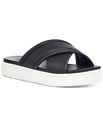 Shop Ugg Zayne Crossband Sandals In Black Leather