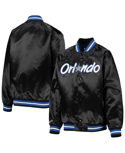 Mitchell & Ness Big Boys  Black Orlando Magic Hardwood Classics Satin Raglan Full-snap Jacket In Black