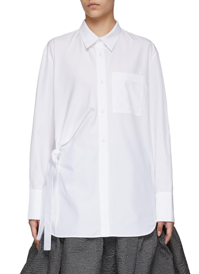 Shop Cecilie Bahnsen Asymmetric Bow Detail Button-down Shirt In White
