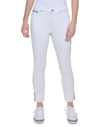 Tommy Hilfiger Women's Tribeca Th Flex Raw-cuff Skinny Jeans In Brt White |  ModeSens