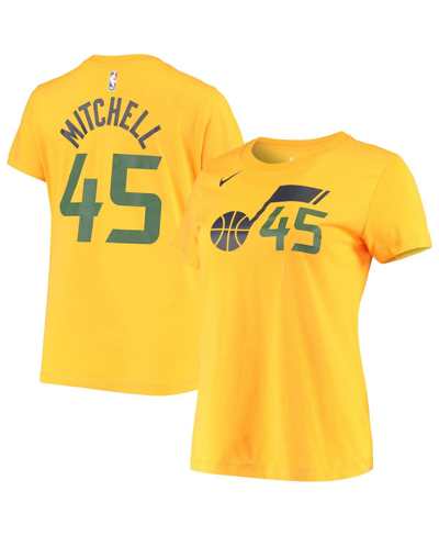 Shop Nike Women's  Donovan Mitchell Gold Utah Jazz 2019/20 City Edition Name And Number T-shirt