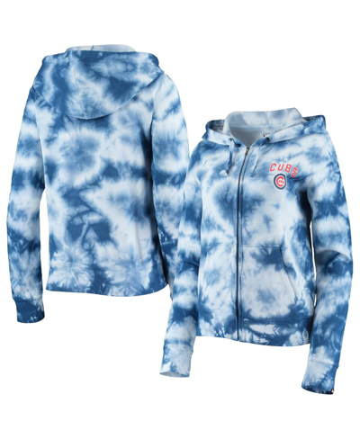 Shop New Era Women's  Royal Chicago Cubs Tie-dye Fleece Full-zip Hoodie