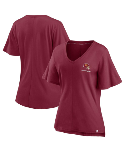 Shop Fanatics Women's  Burgundy Washington Football Team Southpaw Flutter V-neck T-shirt