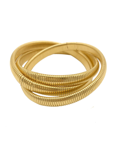 Adornia 14k Plated Omega Chain Triplet Bracelet In Yellow