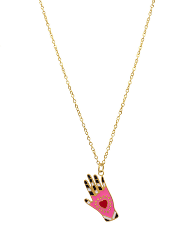 Shop Adornia Hamsa Heart Pendant Necklace In Pink