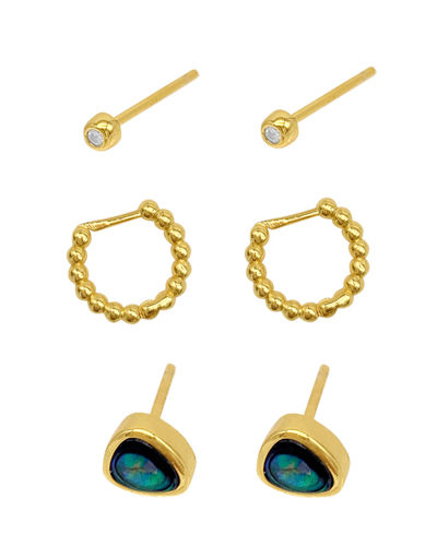 Shop Adornia Hoop And Stud Earrings Set In Yellow