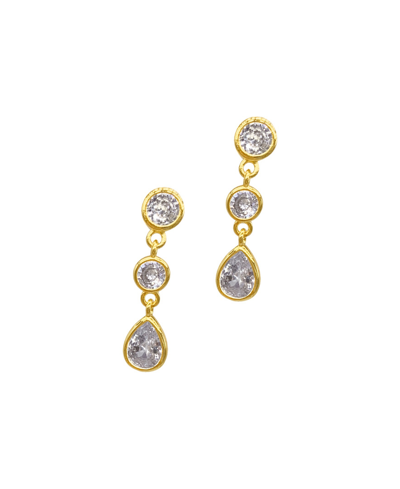Shop Adornia Crystal 3-drop Earrings In Yellow