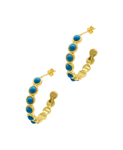 Shop Adornia Bezeled Turquoisette Hoop Earrings In Blue