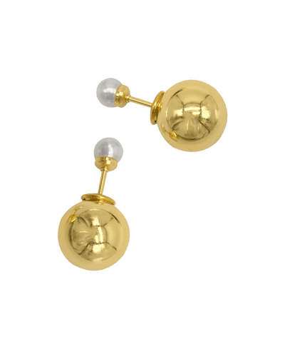 Shop Adornia Gold Imitation Pearl Double-sided Ball Earrings In White
