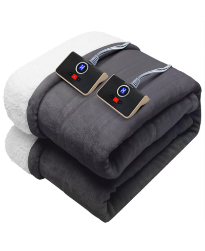 Shop Westinghouse Reversible Heated Velour And Sherpa Blanket, Full/queen In Charcoal