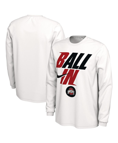 Shop Nike Men's  White Ohio State Buckeyes Ball In Bench Long Sleeve T-shirt